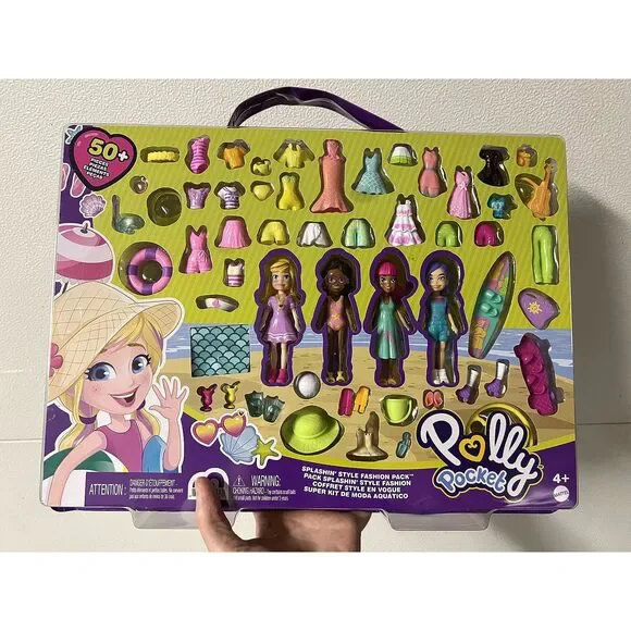 Polly Pocket Travel Toy Playset With Four (3-Inch) Dolls And 50+ Fashion Access
